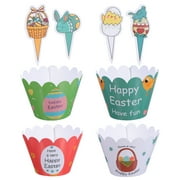 Masteelf Easter Cupcake Toppers Assorted Color Paper Cake Picks for Decoration Perfect for Parties and Festivals 48 Pieces